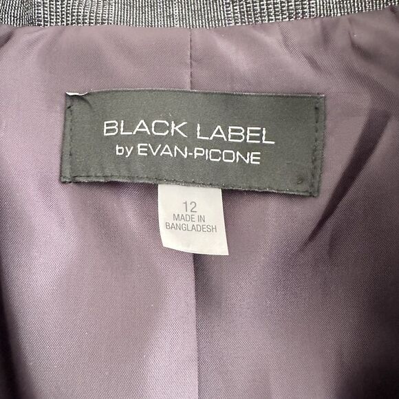 Black Label by Evan-Picone Blazer Size 12 Gray Plaid Classic Tailored Fit - Picture 6 of 9